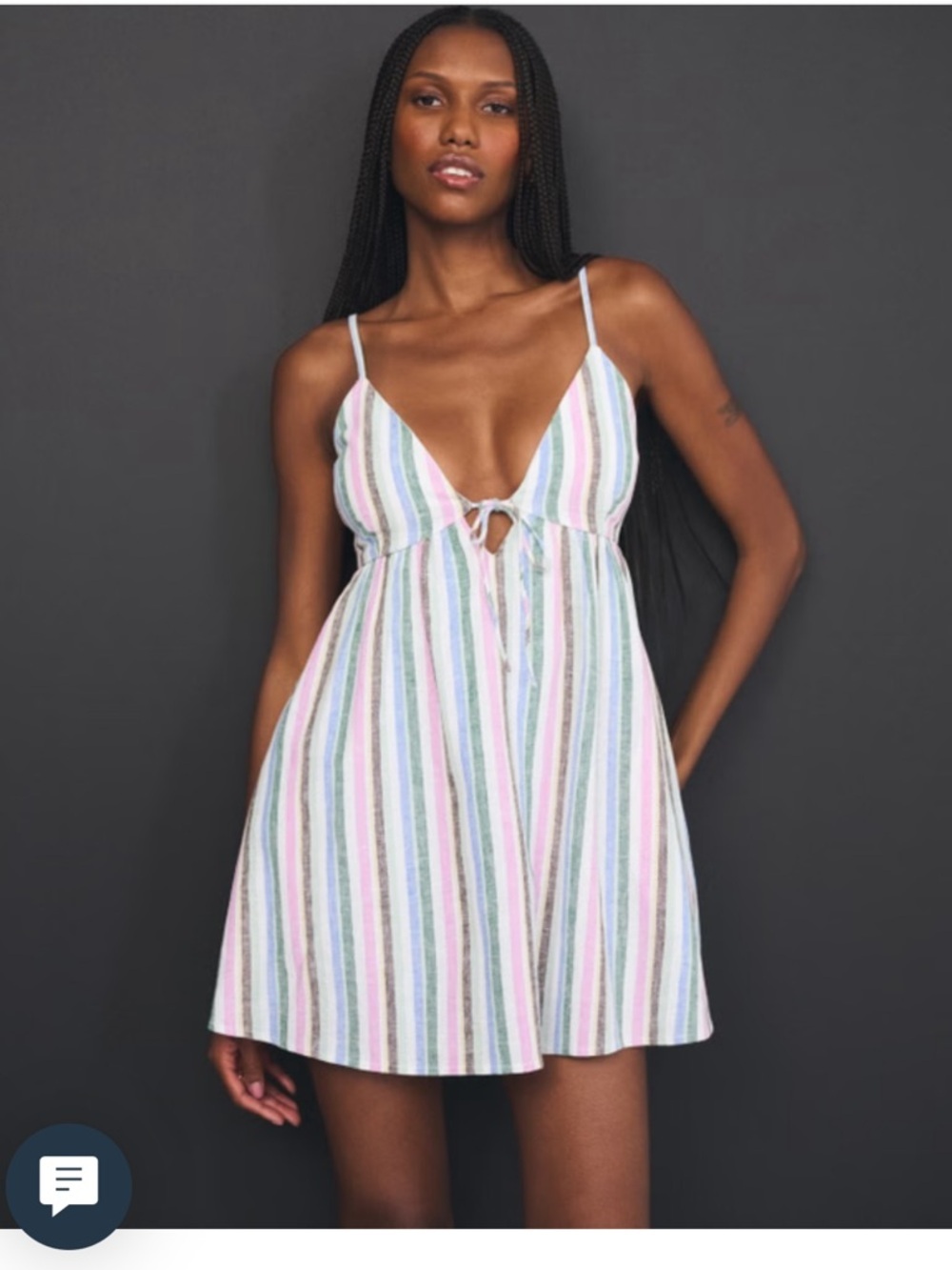 Abercrombie & Fitch Bra-Free Linen-Blend Tie-Front Skort Dress Medium Tall NWT M